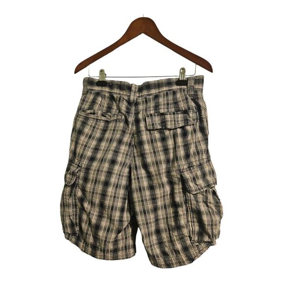 Reunion Shorts Mens Plaid Cargo Size 30 Blue Tan Pockets Skater - Picture 2 of 5